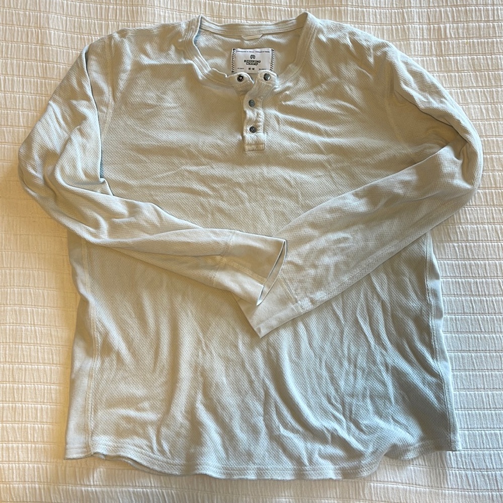 Reigning champ offwhite 3 button Henley. Size M.